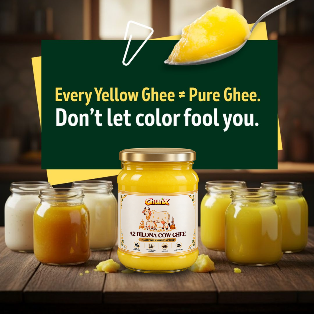 Chunx A2 Desi Cow Ghee - Traditional Bilona Churned