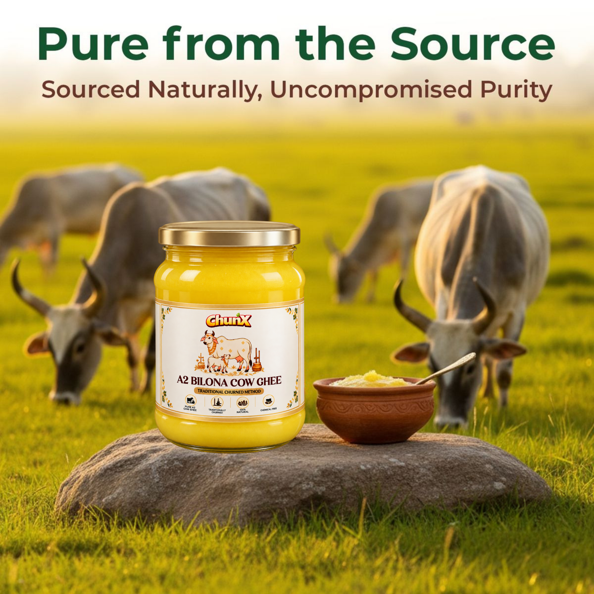 Chunx A2 Desi Cow Ghee - Traditional Bilona Churned