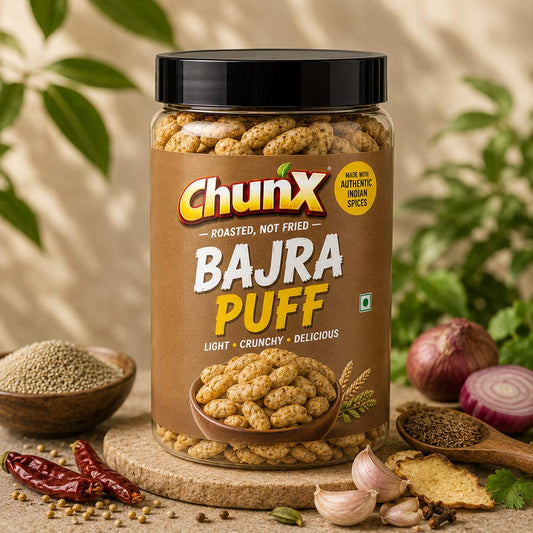 Bajra Puff | Crispy Millet Snack | Made with Bajra Flour, Olive Oil & Indian Spices, 0% Palm Oil, Contains Peanut | Light & Crunchy Anytime Snack | Guilt Free, 120g