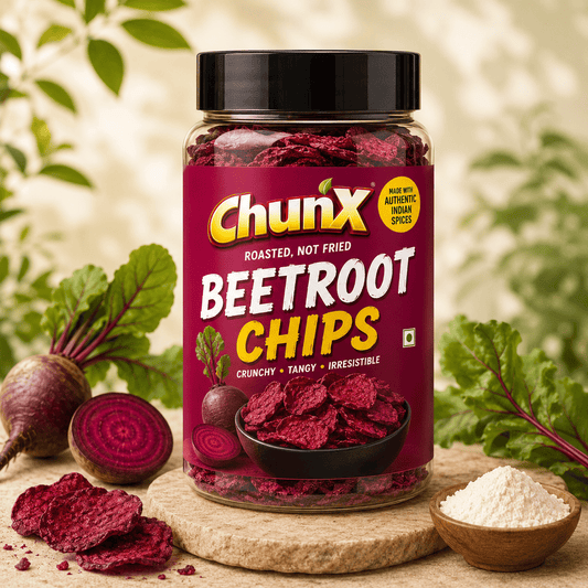 Beetroot Chips | Crispy Veggie Snack | Made with Beetroot, Urad Dal Flour & Rice Bran Oil, Contains Peanut | Light & Crunchy Anytime Snack | Guilt Free, 150g
